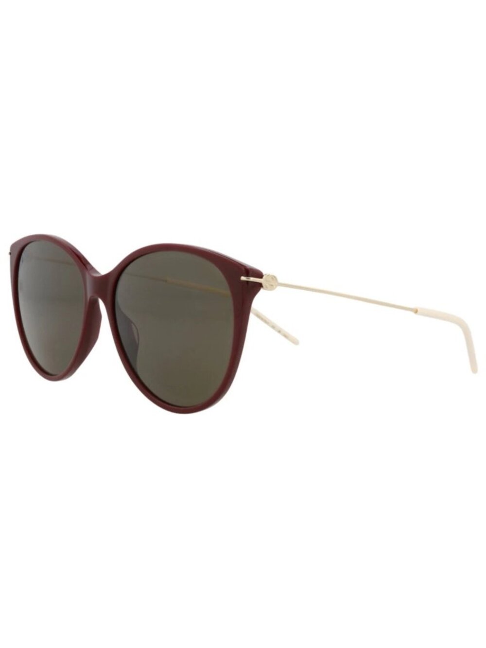 New Gucci Women's Sunglasses Cat Eye Recycled Acetate Frame Burgundy Gold Brown